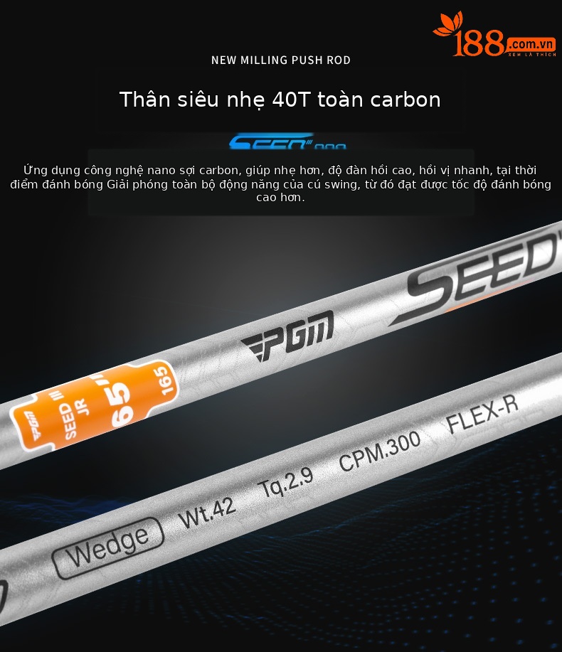 Bộ gậy golf PGM SEED III PRO thanh thiếu niên 14 gậy + túi đựng, thân carbon 40T — 13 thanh Carbon [R] cao 120-131cm, 11 thanh Carbon [R] cao 120-131cm, 7 thanh Carbon [R] cao 120-131cm, 5 thanh Carbon [R] chiều cao 120-131cm chi tiết 8