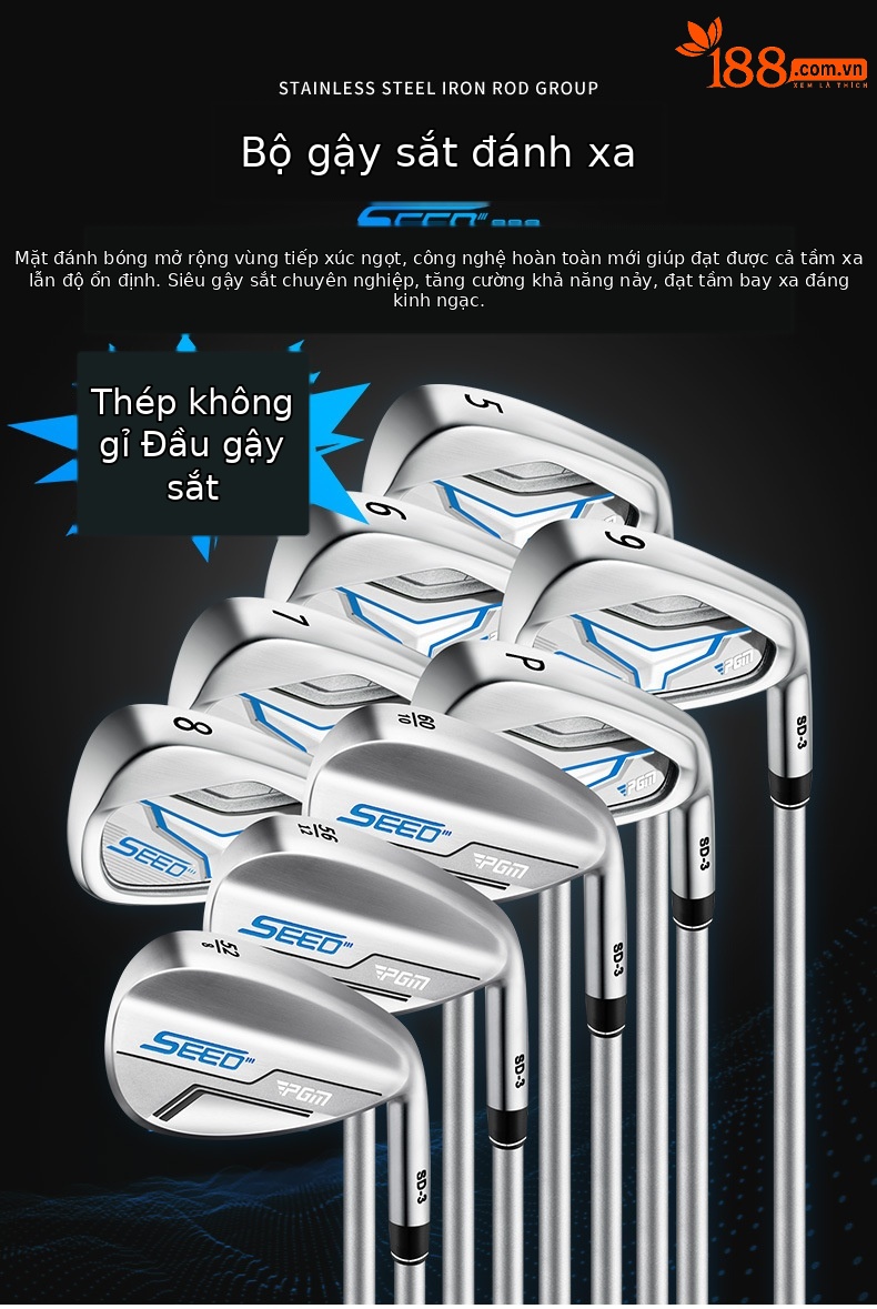 Bộ gậy golf PGM SEED III PRO thanh thiếu niên 14 gậy + túi đựng, thân carbon 40T — 13 thanh Carbon [R] cao 120-131cm, 11 thanh Carbon [R] cao 120-131cm, 7 thanh Carbon [R] cao 120-131cm, 5 thanh Carbon [R] chiều cao 120-131cm chi tiết 6