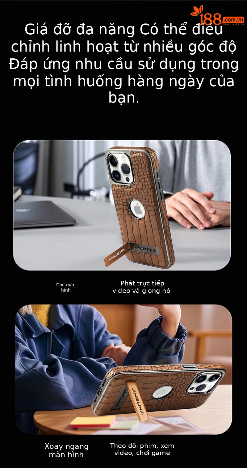 Ốp lưng iPhone 15 Pro Max da cá sấu cao cấp, chống sốc viền dày — [Màu Đen J1★Da cá sấu] Sạc từ tính ◆ Giá đỡ, [Màu nâu sẫm J1★Da cá sấu] Sạc từ tính ◆ Giá đỡ, [Màu xám J1★Da cá sấu] Sạc từ tính ◆ Giá đỡ, 【Màu Xanh hoàng gia J1★Da cá sấu] Sạc từ tính ◆ Giá đỡ chi tiết 12