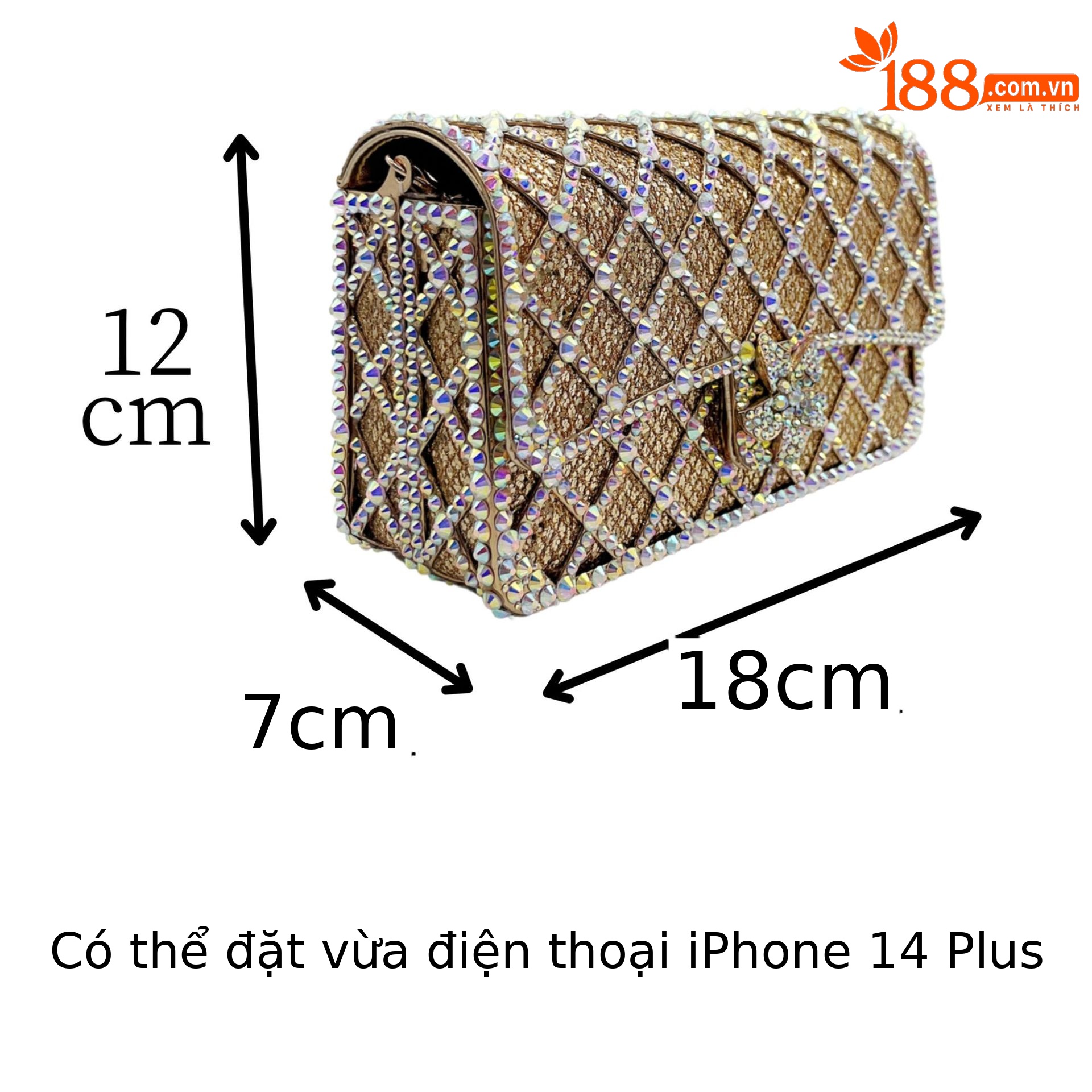 Túi clutch nữ đính đá rhinestone dạ tiệc kiểu Âu Mỹ, tay cầm và đeo vai — Vàng kim AB, Bạc AB, Màu xanh lam, Màu xanh lá chi tiết 1