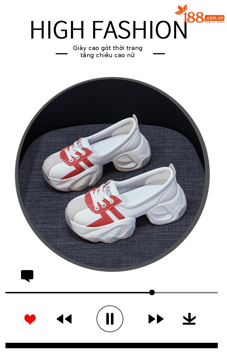 Giày Dad Shoes nữ đế dày cổ thấp mùa thu 2026, tăng chiều cao, phong cách thể thao — M2618 màu bạc, M2618 màu vàng, M2618 màu đỏ, M2618 màu xanh lam chi tiết 5