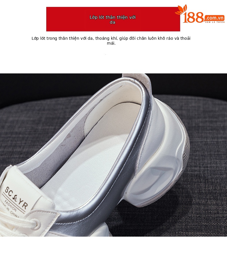 Giày Dad Shoes nữ đế dày cổ thấp mùa thu 2026, tăng chiều cao, phong cách thể thao — M2618 màu bạc, M2618 màu vàng, M2618 màu đỏ, M2618 màu xanh lam chi tiết 8