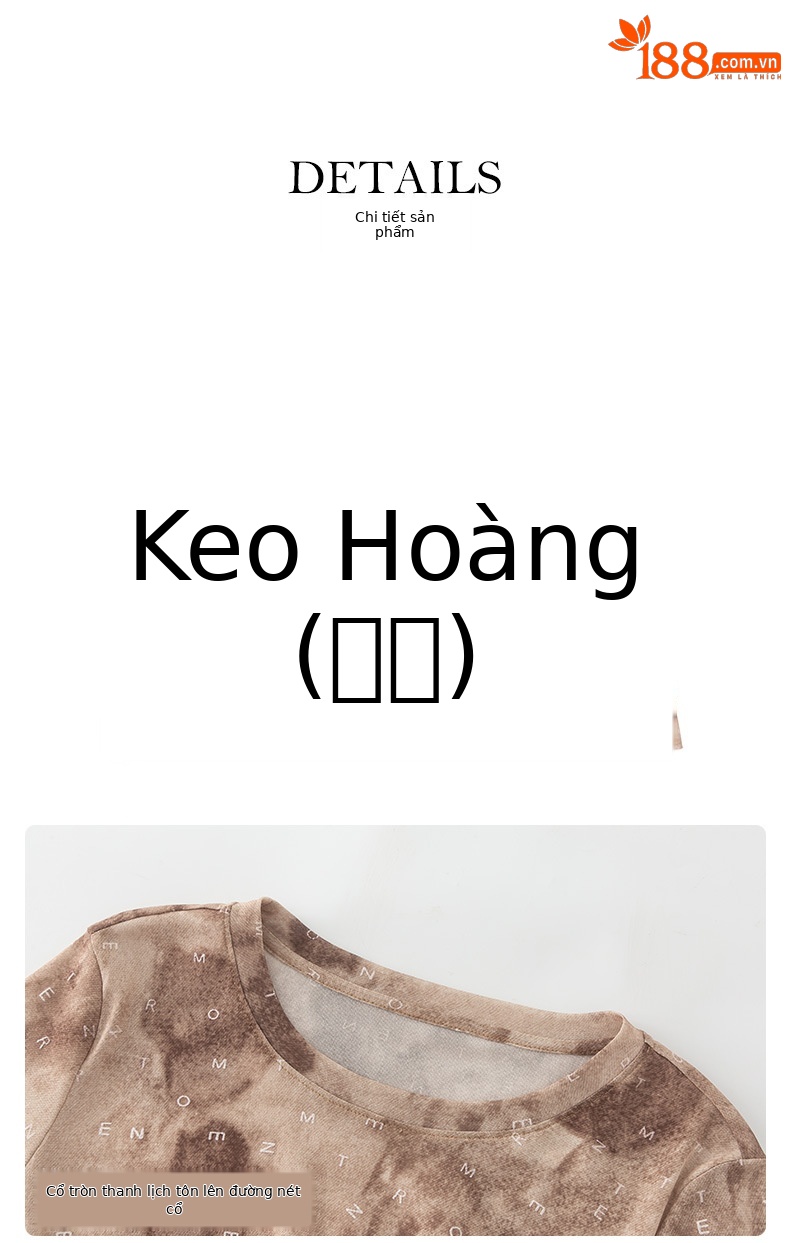 Áo thun dài tay nữ in họa tiết kỹ thuật số không đều, thiết kế xẻ tà ôm sát — Vỏ Trái Cây Nâu chi tiết 15