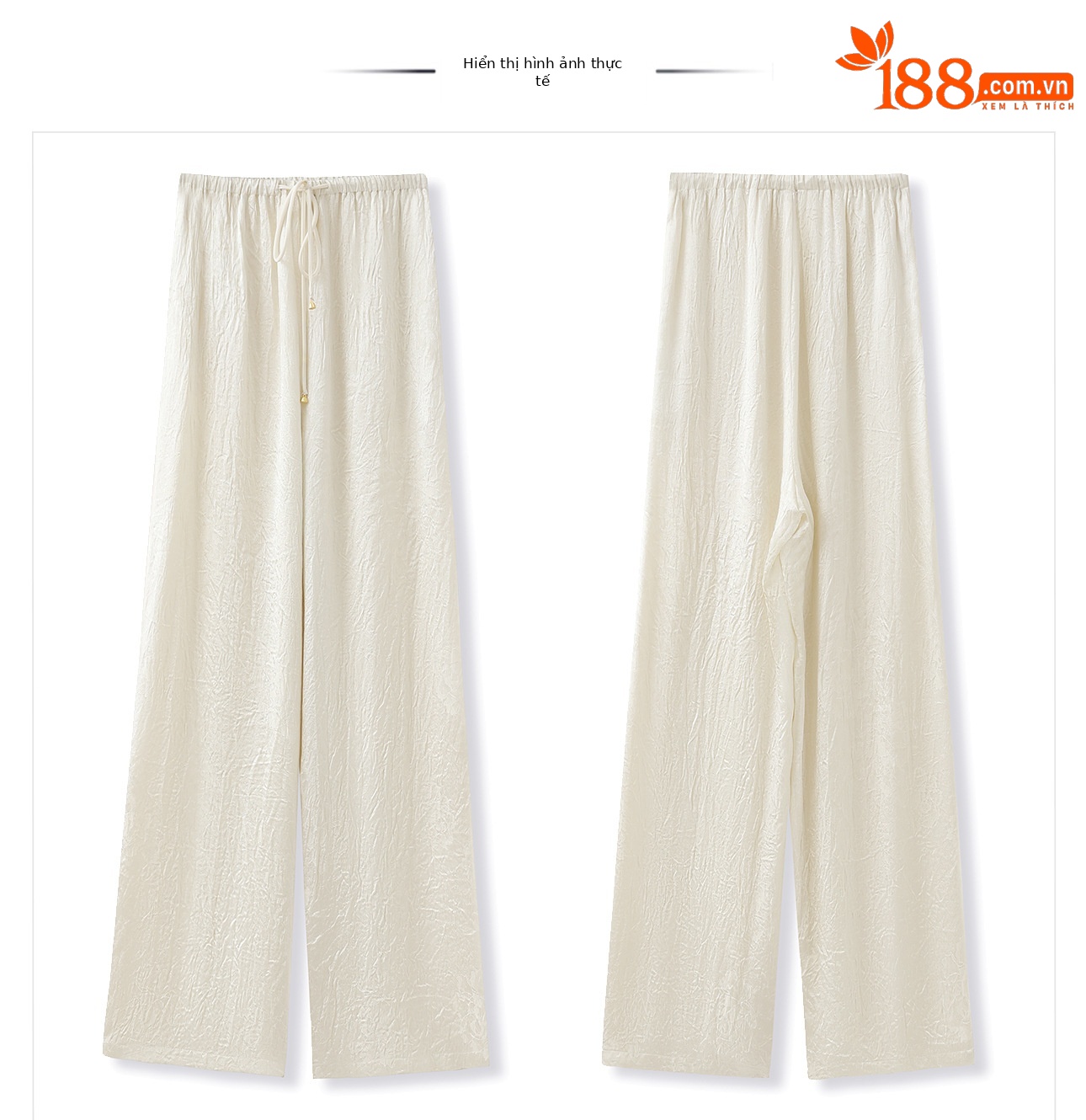 Quần culottes nữ ống rộng chất acetate phong cách Trung Quốc mới — Màu vàng, Màu hồng, Màu trắng chi tiết 9