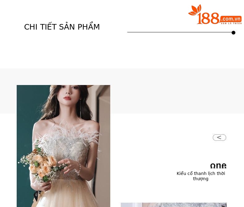 Đầm dạ hội nữ ôm body cổ yếm tay bồng thiết kế cổ tích — Mẫu dài màu sâm panh chi tiết 2