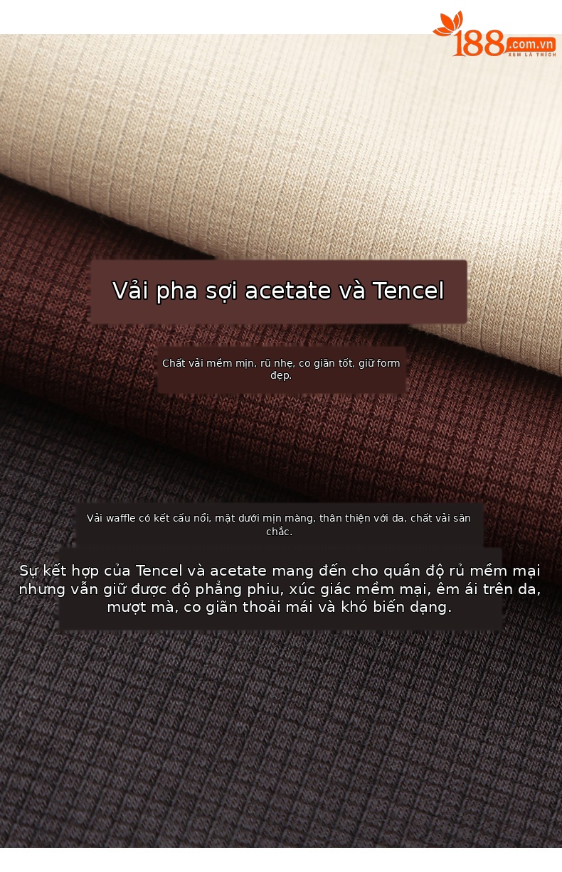 Quần thể thao ống rộng cạp cao dáng suông nữ chất Acetate Tencel mềm mại — Màu trắng be chi tiết 8