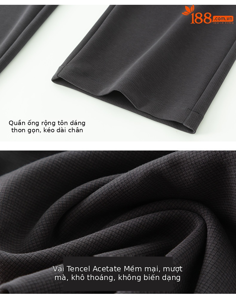 Quần thể thao ống rộng cạp cao dáng suông nữ chất Acetate Tencel mềm mại — Màu trắng be chi tiết 19