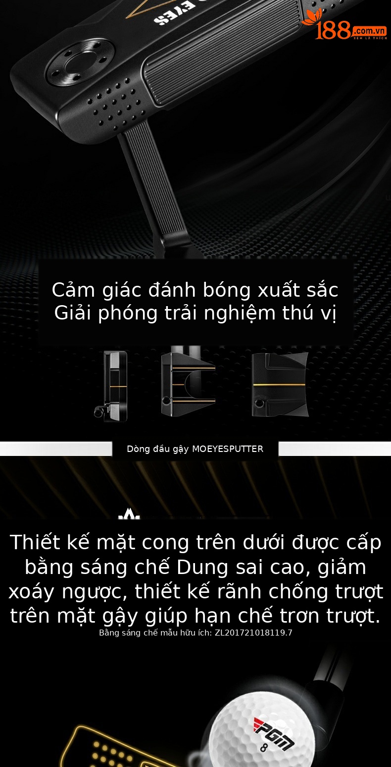 Gậy putter golf Moeyes Magic Eye dạng lưỡi dao S20C rèn mềm — TUG060-Putter vàng đen [với nắp đầu] chi tiết 2