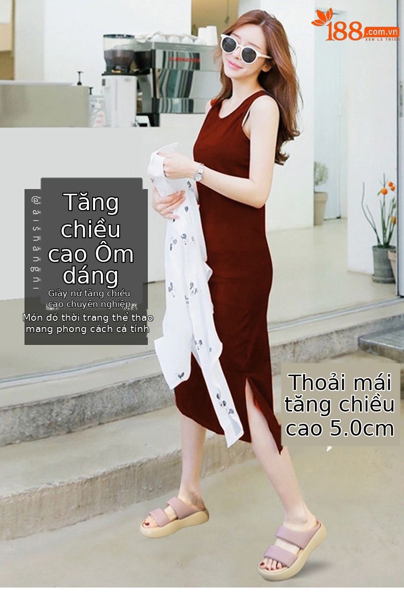 Dép sandal nữ mũi tròn đế dày quai rộng mềm êm — M2361 màu be, M2361 Màu Xanh Lá Cây, M2361 Màu tím, M2361 màu vàng chi tiết 1
