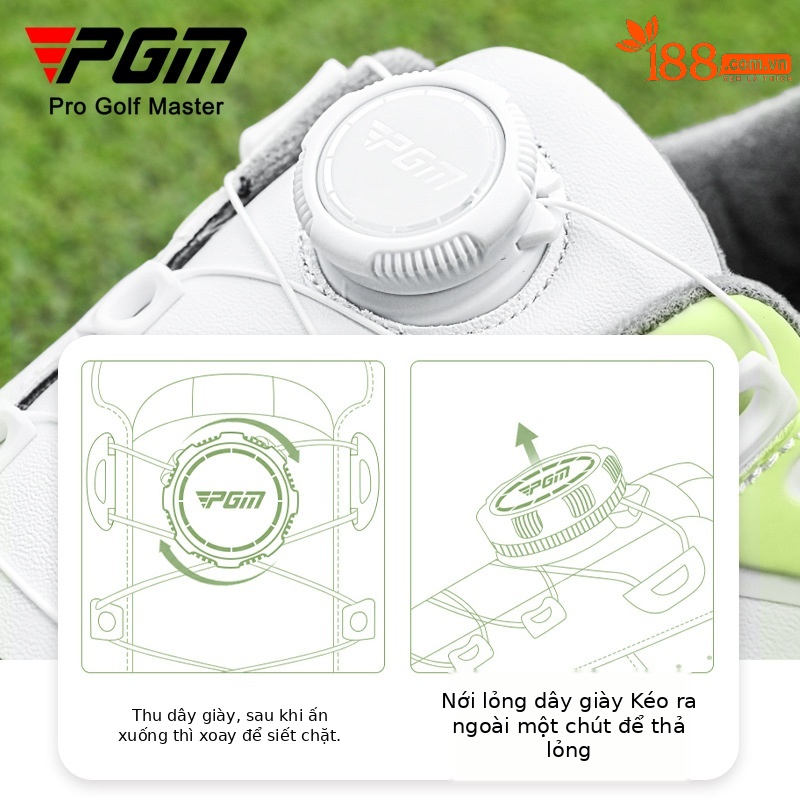 Giày Golf Nữ PGM Chống Nước Thoáng Khí Tăng Chiều Cao Núm Xoay — XZ361 [chống thấm nước/chống trượt/dây giày núm] Màu trắng huỳnh quang xanh, XZ361 [chống thấm nước/chống trượt/dây giày núm] trắng hồng