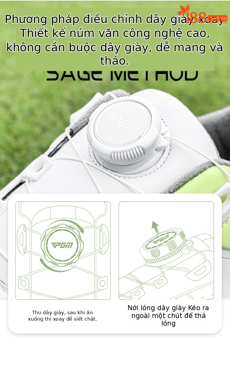 Giày Golf Nữ PGM Chống Nước Thoáng Khí Tăng Chiều Cao Núm Xoay — XZ361 [chống thấm nước/chống trượt/dây giày núm] Màu trắng huỳnh quang xanh, XZ361 [chống thấm nước/chống trượt/dây giày núm] trắng hồng chi tiết 6