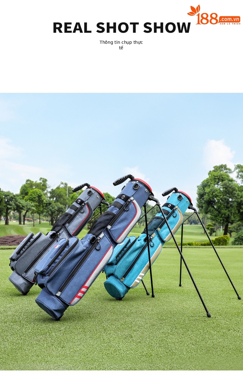 Túi đựng gậy golf PGM siêu nhẹ có chân đế, kích thước 122x12x24 cm — QIAB028-màu xám, QIAB028-Đen, QIAB028-màu xanh đậm, QIAB028-màu xanh hồ chi tiết 10