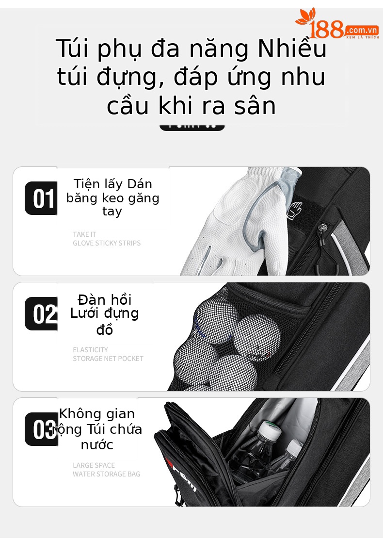 Túi đựng gậy golf PGM siêu nhẹ có chân đế, kích thước 122x12x24 cm — QIAB028-màu xám, QIAB028-Đen, QIAB028-màu xanh đậm, QIAB028-màu xanh hồ chi tiết 7
