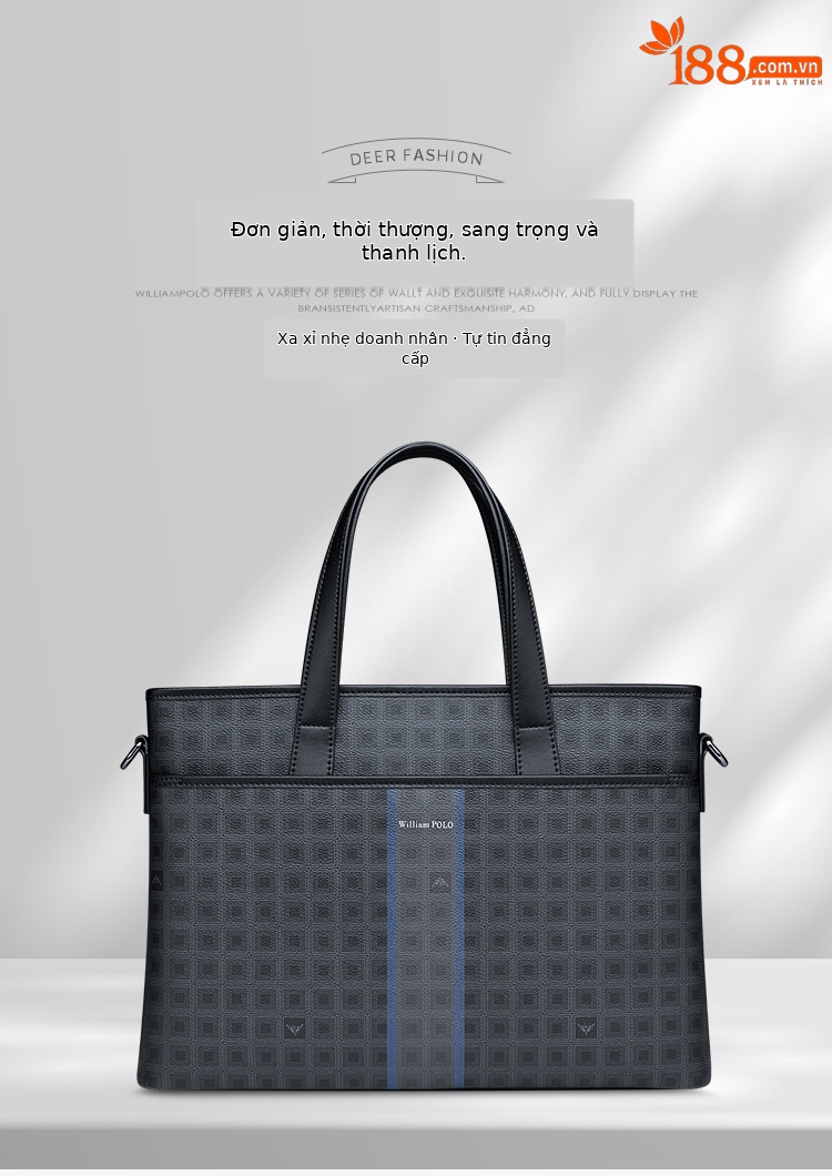 Cặp công sở nam Emperor Paul da PU cao cấp, đeo chéo & xách tay, có ngăn laptop chi tiết 2