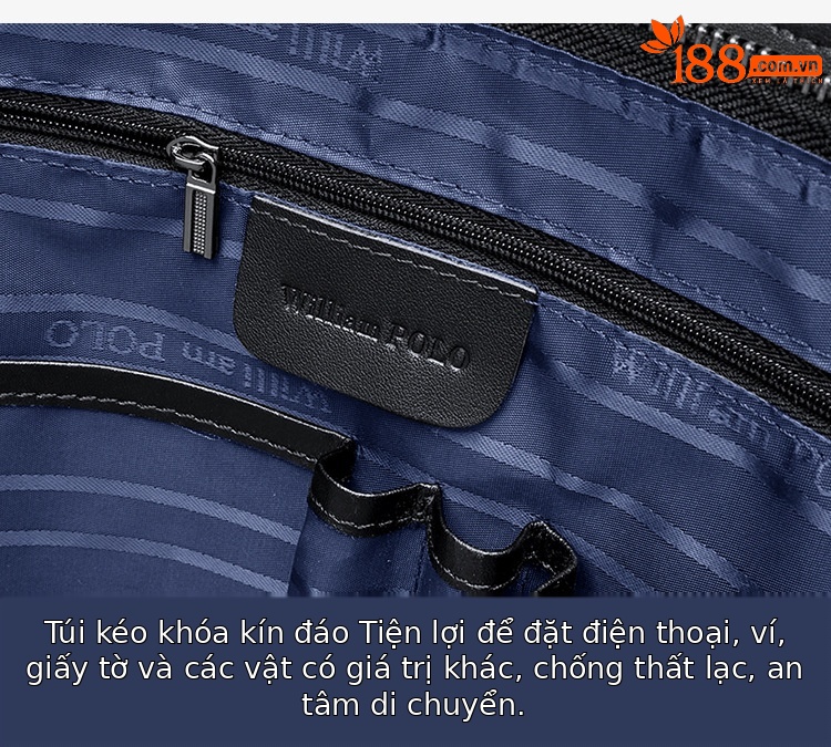 Cặp công sở nam Emperor Paul da PU cao cấp, đeo chéo & xách tay, có ngăn laptop chi tiết 15