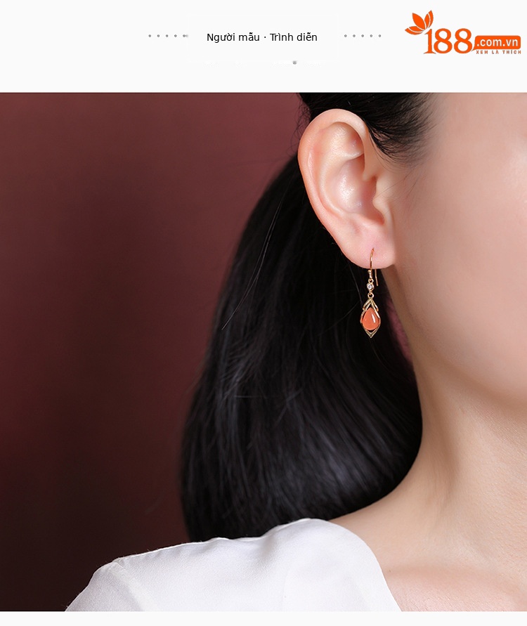 Bông tai giọt nước hoa mộc lan bạc S925 cổ điển dễ phối — Một cặp chi tiết 3