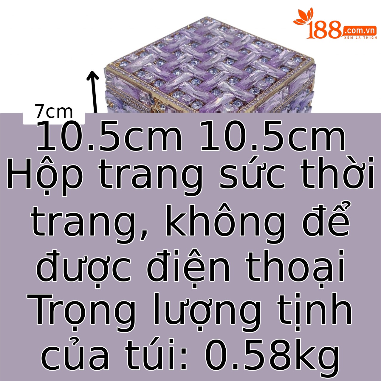 Túi clutch nữ đính kim cương dáng hộp vuông nhỏ dự tiệc — Nền vàng kim cương trắng, Vàng AB, Bạc AB, Màu bạc