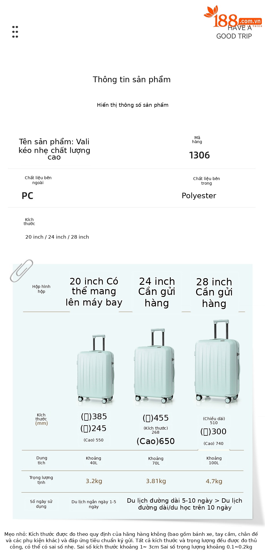 Vali kéo chống nổ hai lớp siêu nhẹ bánh xe đa hướng 20 inch — Ca rô trắng, Màu đen, Xám đậm, Xanh lục nhạt chi tiết 8