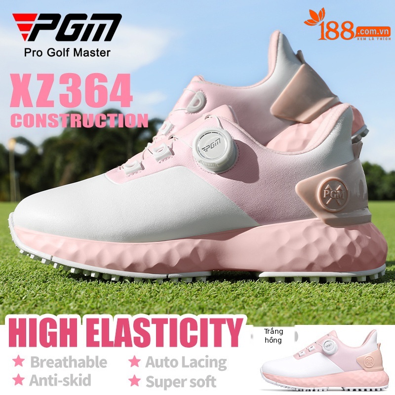 Giày golf nữ PGM chống thấm nước, chống trượt, đế đệm êm, núm vặn nhanh — XZ380-xanh macaron, XZ364-trắng hồng, XZ369-Quả mọng trắng sữa