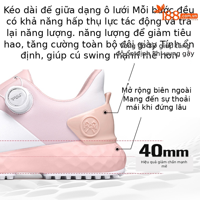 Giày golf nữ PGM chống thấm nước, chống trượt, đế đệm êm, núm vặn nhanh — XZ380-xanh macaron, XZ364-trắng hồng, XZ369-Quả mọng trắng sữa