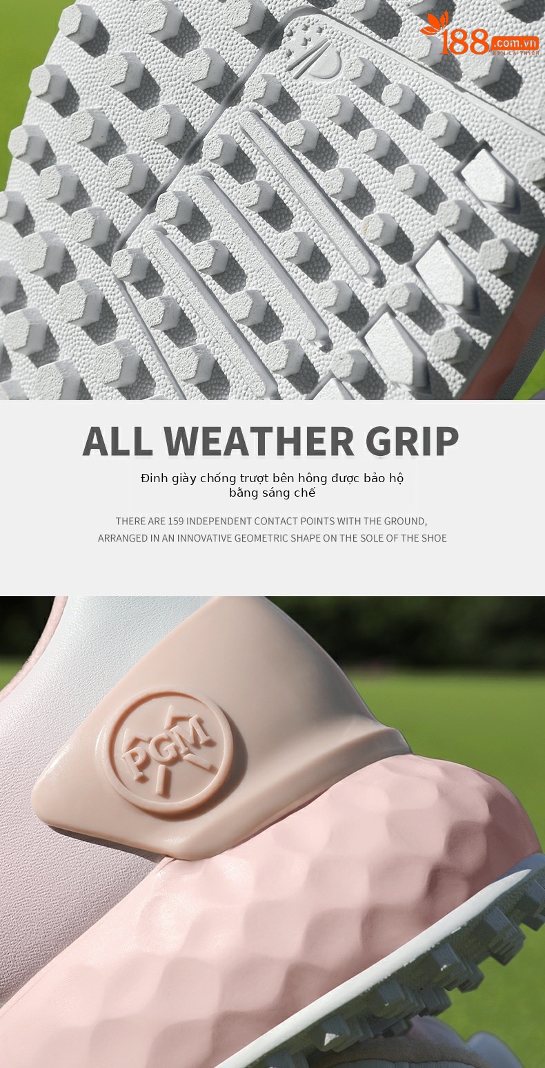 Giày golf nữ PGM chống thấm nước, chống trượt, đế đệm êm, núm vặn nhanh — XZ380-xanh macaron, XZ364-trắng hồng, XZ369-Quả mọng trắng sữa chi tiết 12