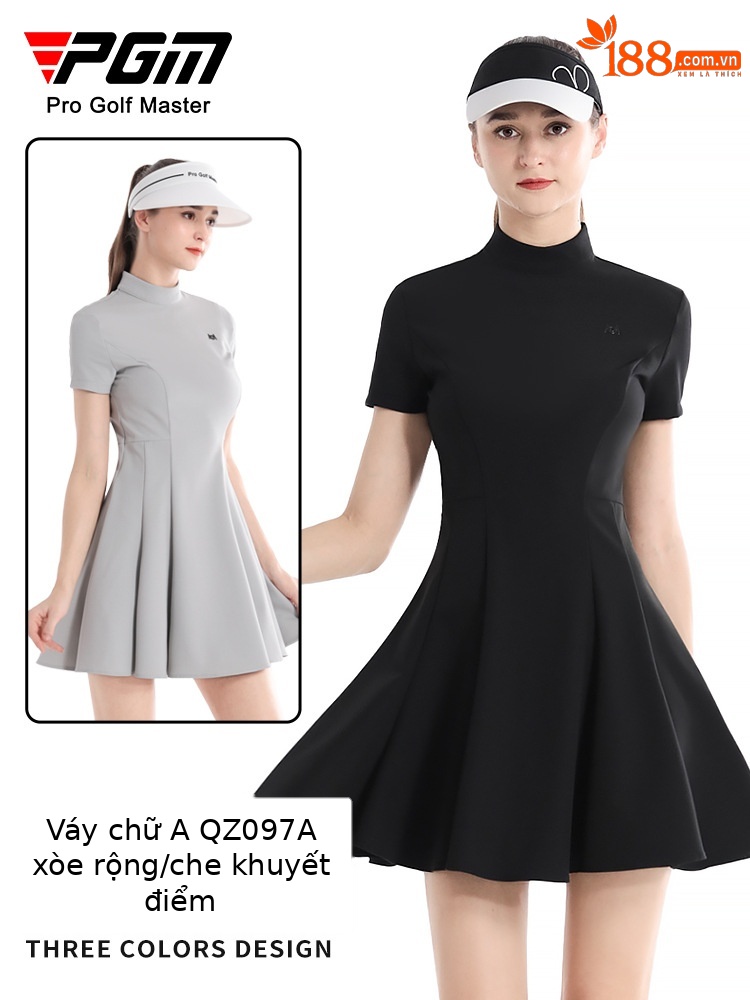 Váy golf nữ chữ A ôm eo tay ngắn phong cách Hàn Quốc — QZ097 [gửi legging/váy chữ A] váy xám, QZ097 [gửi legging/váy chữ A] váy đen, QZ097 [gửi legging/váy chữ A] váy trắng