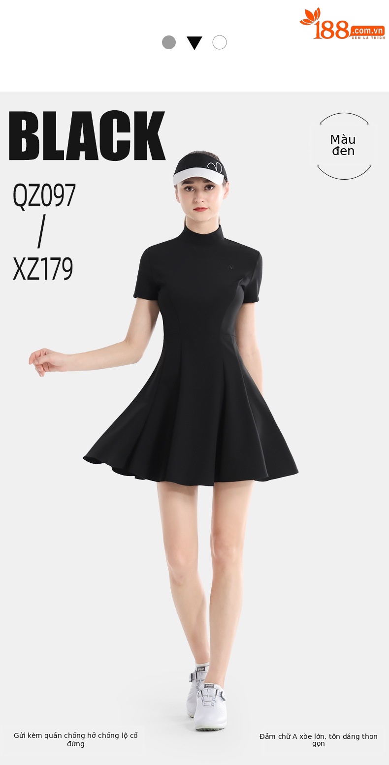 Váy golf nữ chữ A ôm eo tay ngắn phong cách Hàn Quốc — QZ097 [gửi legging/váy chữ A] váy xám, QZ097 [gửi legging/váy chữ A] váy đen, QZ097 [gửi legging/váy chữ A] váy trắng chi tiết 3