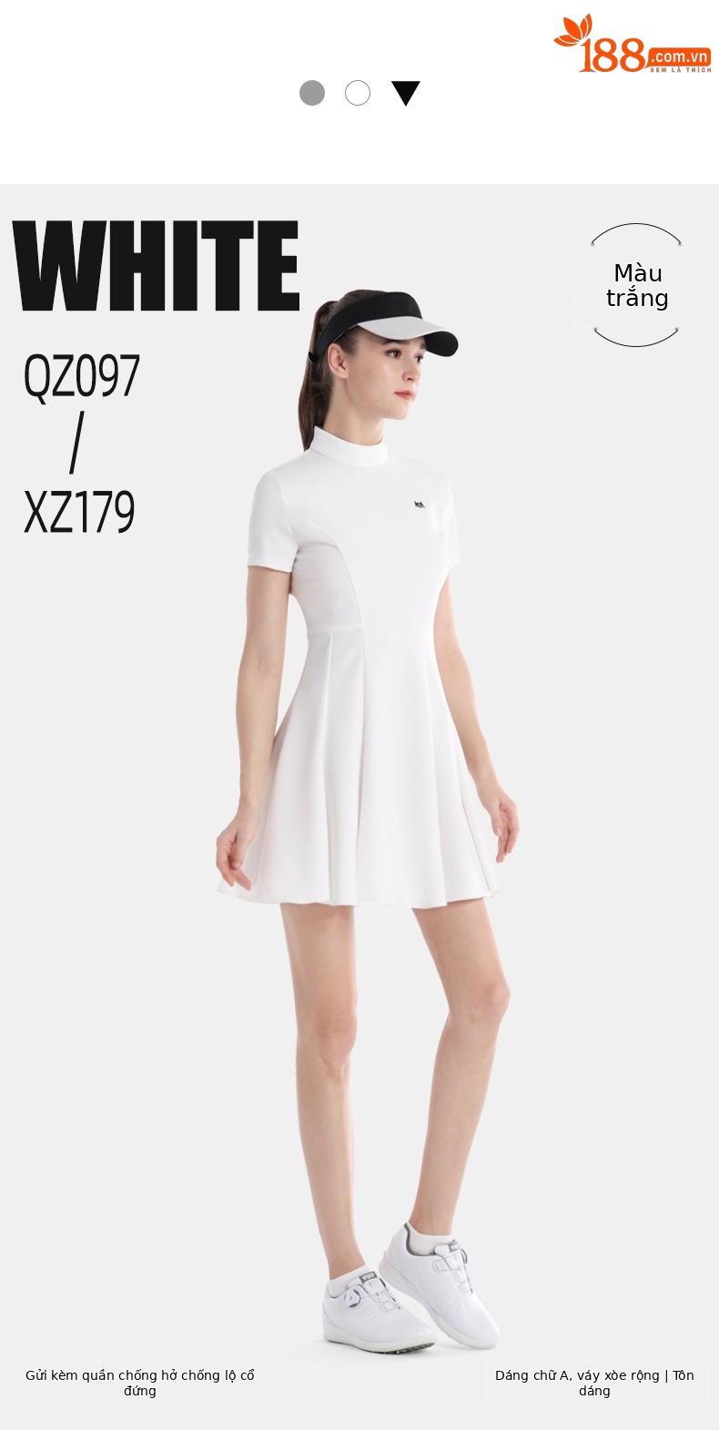 Váy golf nữ chữ A ôm eo tay ngắn phong cách Hàn Quốc — QZ097 [gửi legging/váy chữ A] váy xám, QZ097 [gửi legging/váy chữ A] váy đen, QZ097 [gửi legging/váy chữ A] váy trắng chi tiết 6