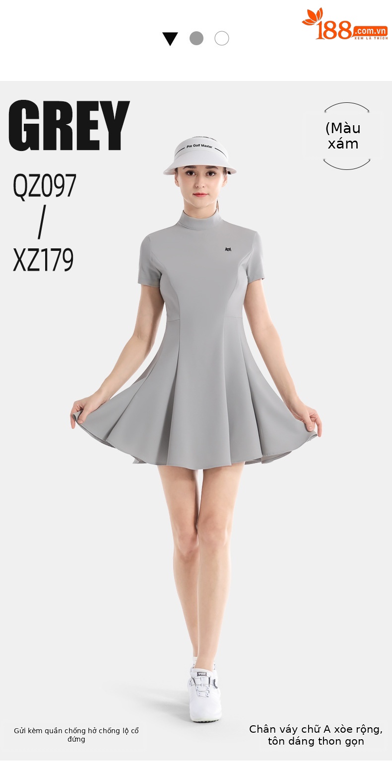 Váy golf nữ chữ A ôm eo tay ngắn phong cách Hàn Quốc — QZ097 [gửi legging/váy chữ A] váy xám, QZ097 [gửi legging/váy chữ A] váy đen, QZ097 [gửi legging/váy chữ A] váy trắng chi tiết 9