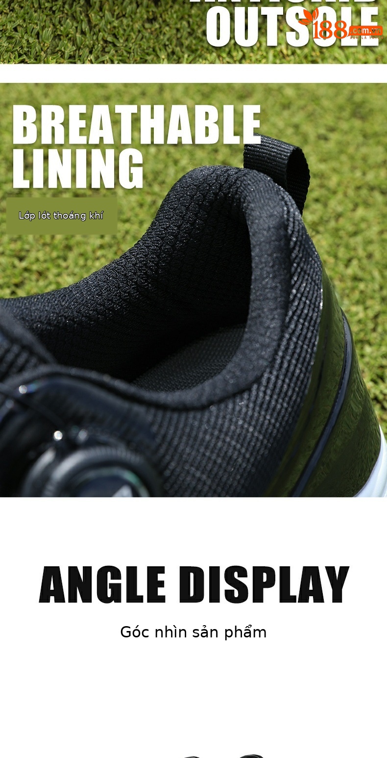 Giày golf PGM nam thoáng khí chống trượt có núm vặn dây giày — XZ368 [Dây giày/núm dệt thoáng khí]-Màu đen nguyên tử chi tiết 10