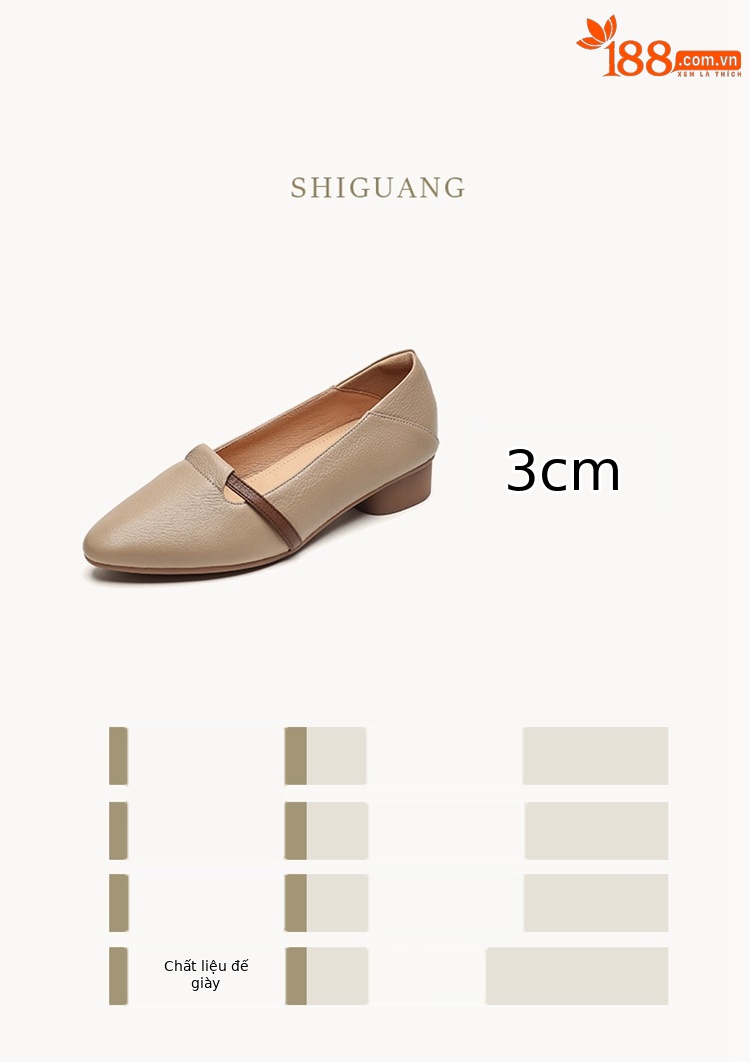 Giày cao gót nữ mũi nhọn da cừu gót thô 5 cm phối màu — đen chi tiết 3