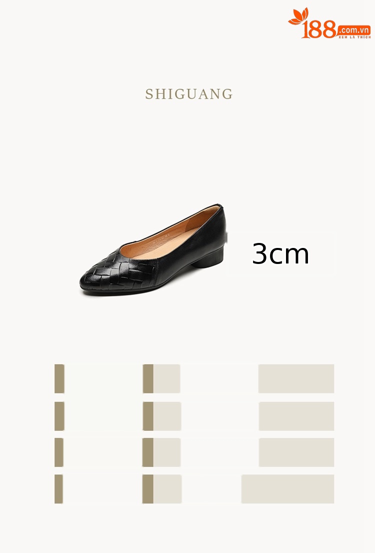 Giày lười nữ mũi tròn miệng nông gót thấp da cừu dập nổi cổ điển — Màu nâu chi tiết 3