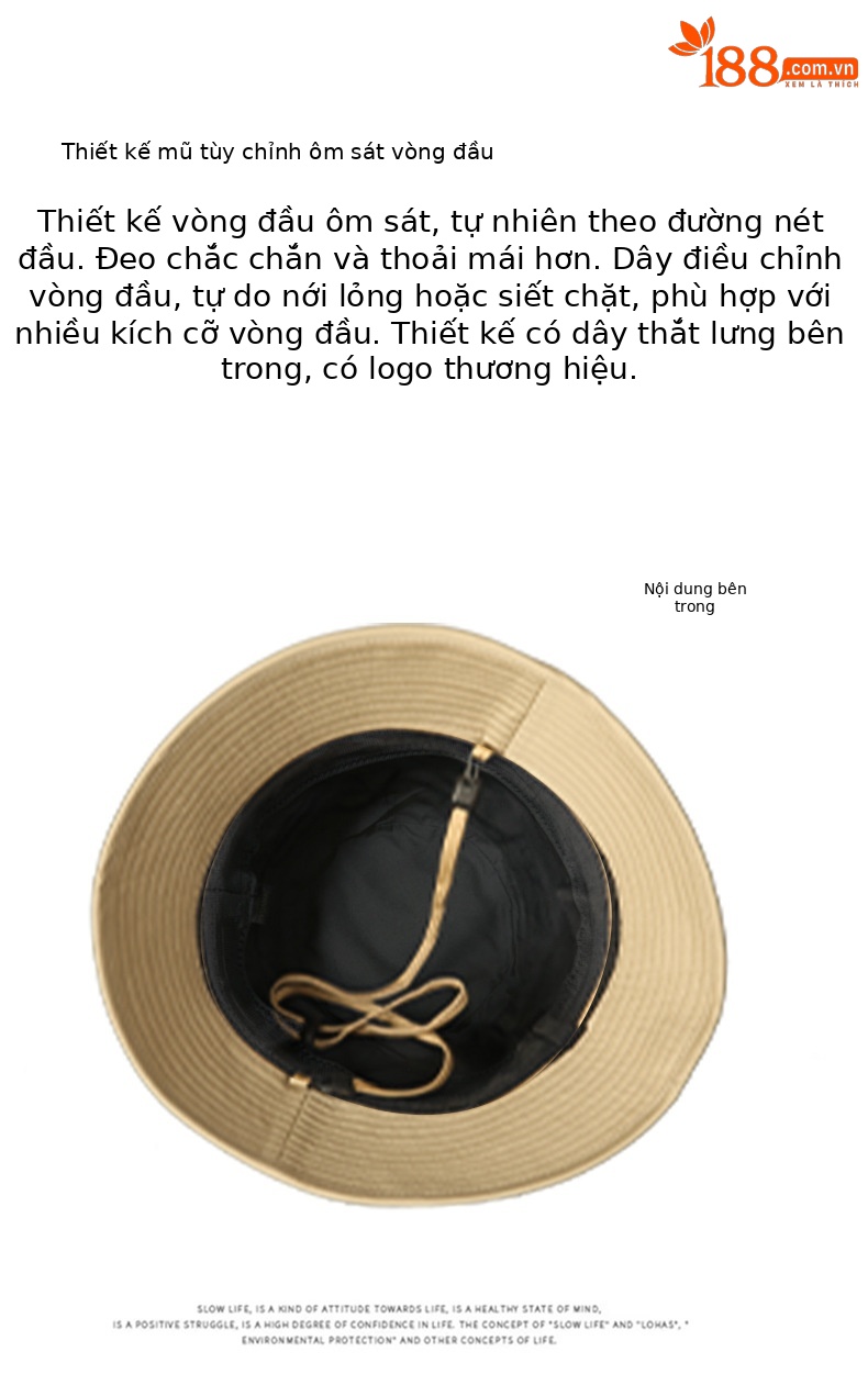 Mũ chống nắng nữ kiểu Hàn Quốc vành rộng chống tia UV — kaki đậm chi tiết 5