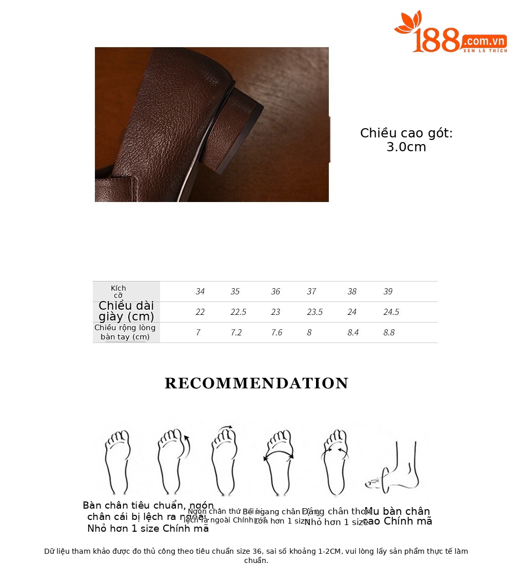 Giày Mary Jane nữ da cừu mũi tròn gót thô thấp, cỡ lớn 34–41 — Màu nâu chi tiết 3