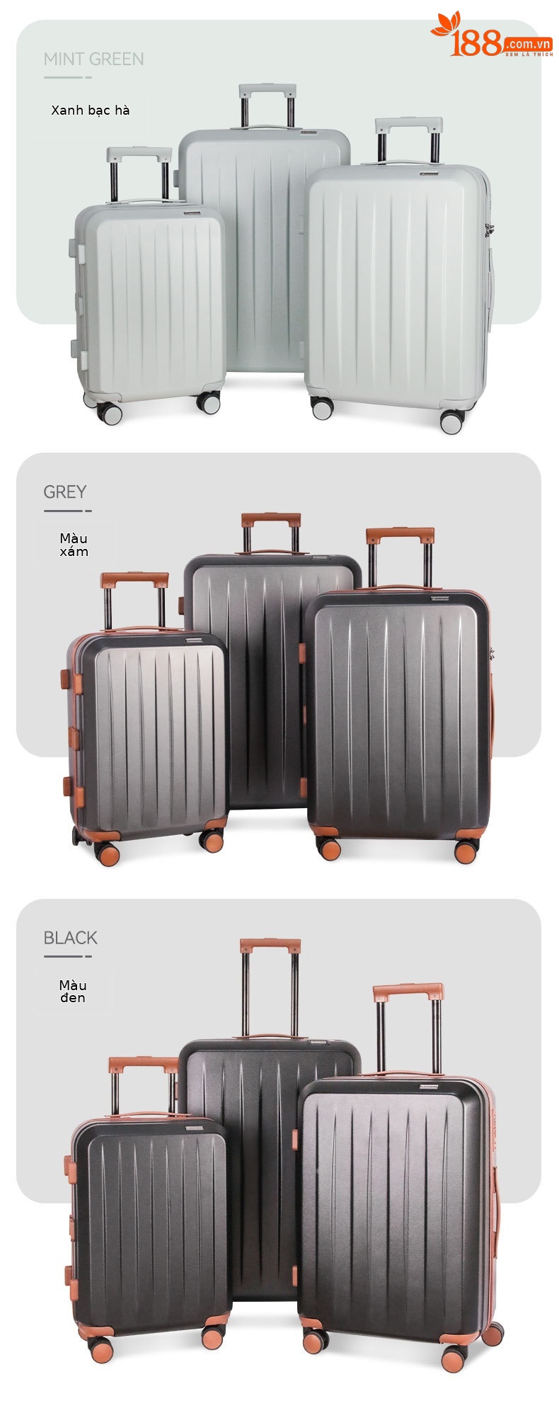 Vali nhựa PC khung nhôm 20 inch khóa TSA, ngăn khô ướt — Kiểu dây kéo màu xám đậm, Kiểu dây kéo màu xanh nhạt, Kiểu dây kéo màu đen, Kiểu dây kéo kẻ sọc đen chi tiết 10