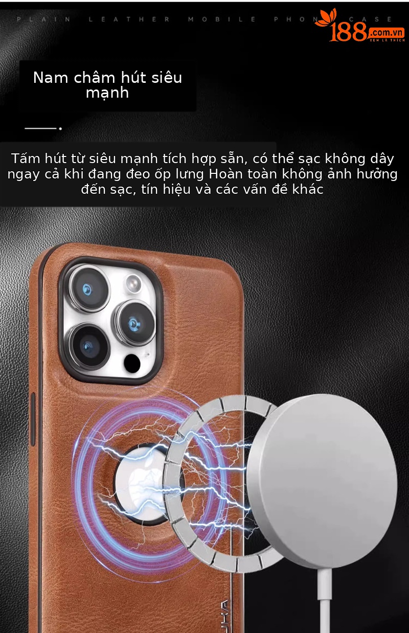 Ốp lưng da doanh nhân iPhone 15 Pro Max chống sốc từ tính — [Màu đen J2★Lộ mô hình da ngựa điên] Sạc từ tính, [Màu nâu sẫm J2★Lộ mô hình da ngựa điên] Sạc từ tính, 【Màu nâu thanh lịch J2★Lộ mô hình da ngựa điên] Sạc từ tính, [Màu trắng J2★Lộ mô hình da ngựa điên] Sạc từ tính chi tiết 10