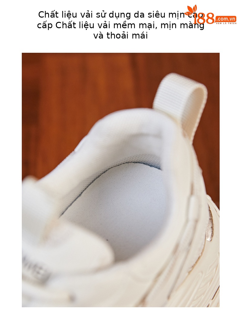 Giày sneaker nữ đế dày độn cao bên trong, phong cách thể thao thường ngày — Màu be chi tiết 6