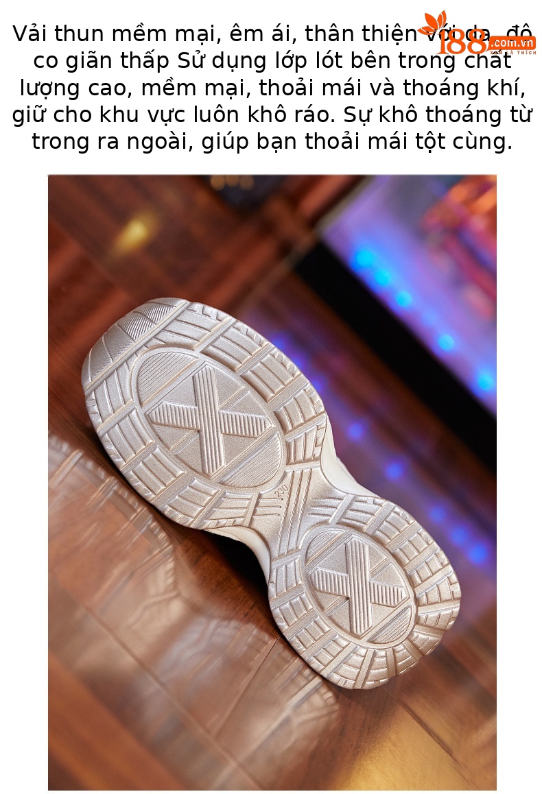 Giày sneaker nữ đế dày độn cao bên trong, phong cách thể thao thường ngày — Màu be chi tiết 7