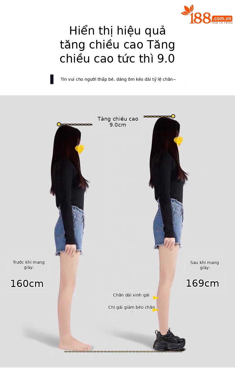 Giày sneaker nữ đế dày độn cao bên trong, phong cách thể thao thường ngày — Màu be chi tiết 3