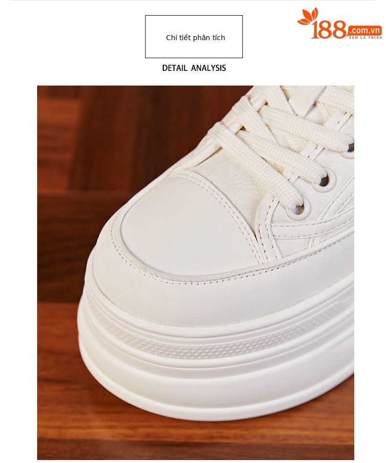 Giày sneaker nữ đế dày độn cao bên trong phong cách bánh xốp — Màu be chi tiết 5