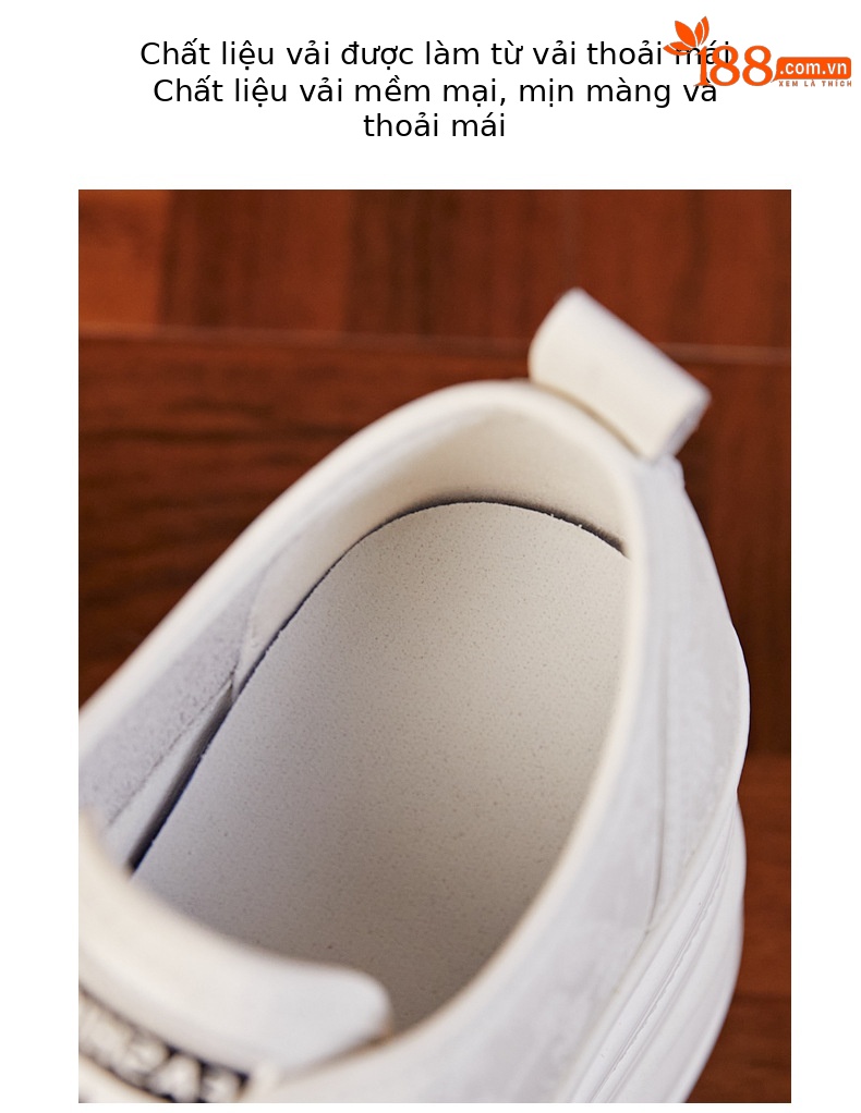 Giày sneaker nữ đế dày độn cao bên trong phong cách bánh xốp — Màu be chi tiết 6