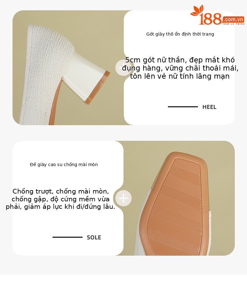 Giày cao gót nữ mũi vuông gót thô kiểu Pháp, gót trung bình, miệng giày nông, giày công sở chuyên nghiệp — Màu đen chi tiết 3