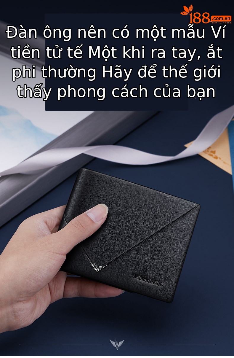 Ví da thật nam ngắn Emperor Paul – phong cách cao cấp, đựng thẻ và tiền lẻ tiện lợi chi tiết 2