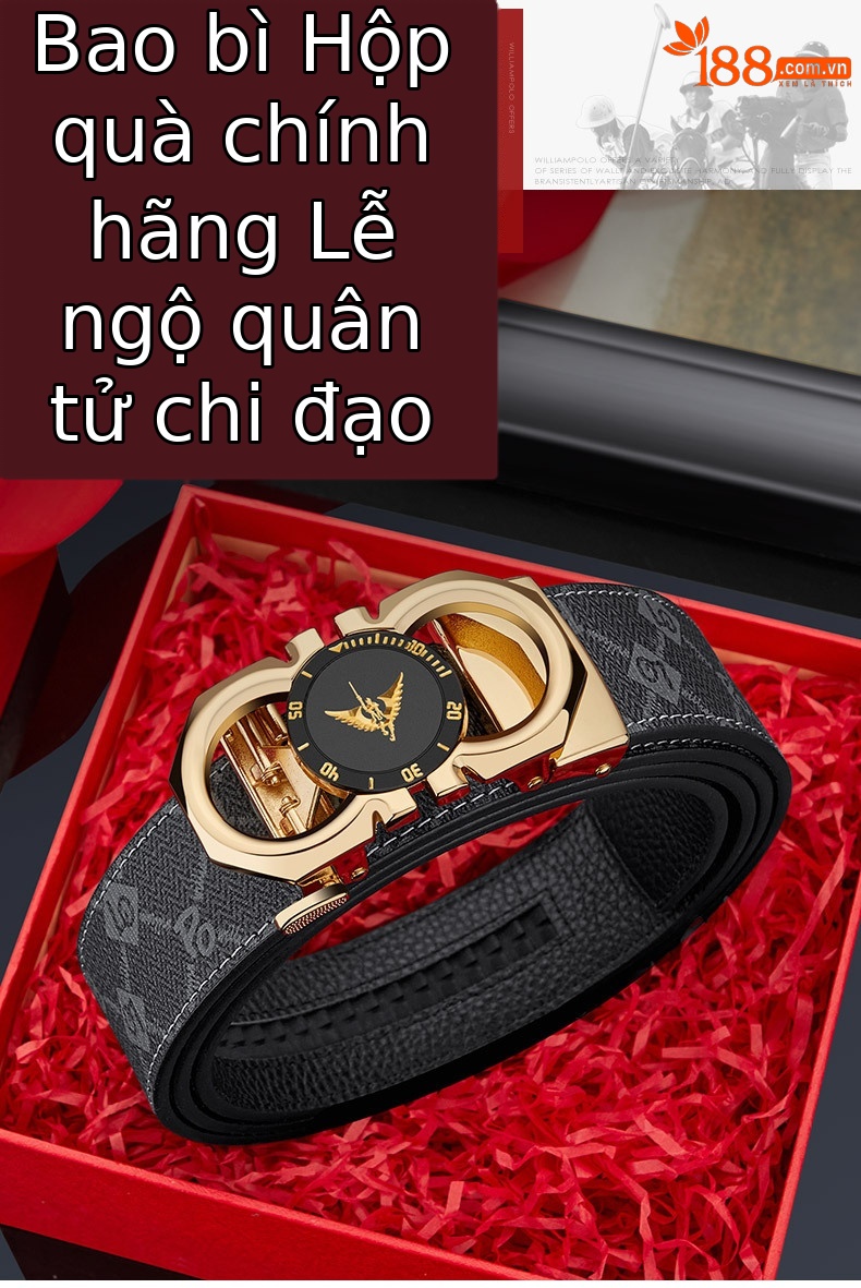 Thắt lưng da nam cao cấp Emperor Paul khóa tự động, phong cách thời trang công sở — 120cm, 130cm, 110cm, 125cm chi tiết 10
