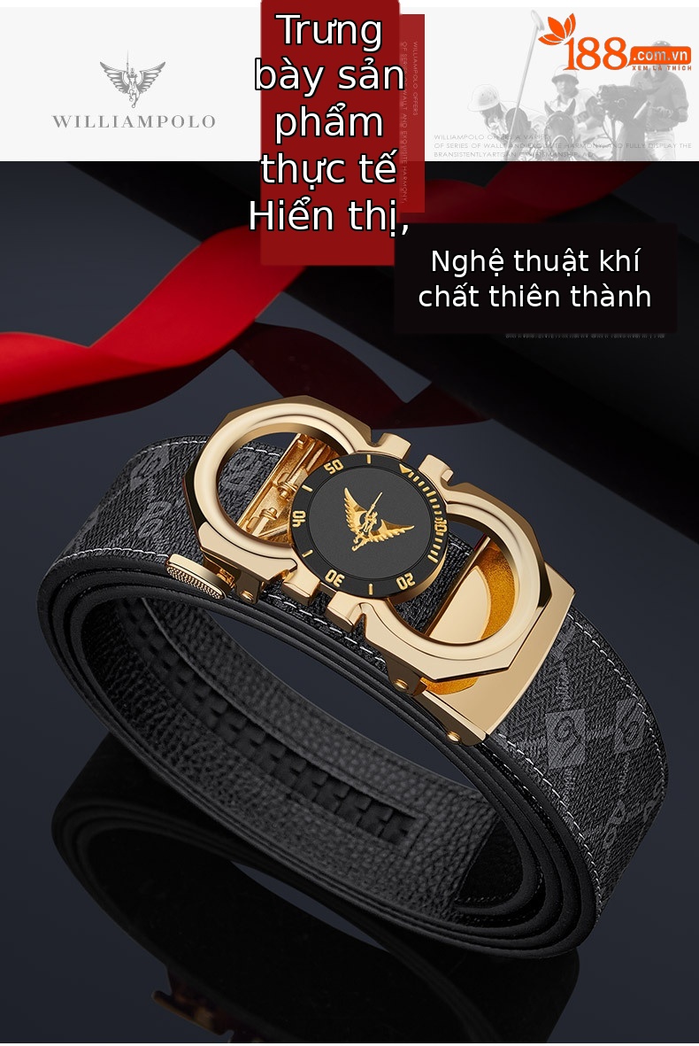 Thắt lưng da nam cao cấp Emperor Paul khóa tự động, phong cách thời trang công sở — 120cm, 130cm, 110cm, 125cm chi tiết 15