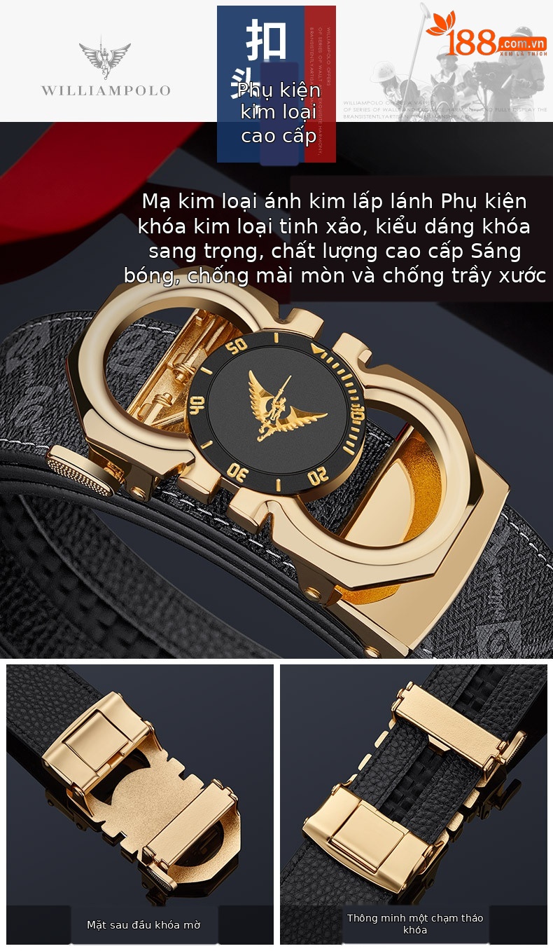 Thắt lưng da nam cao cấp Emperor Paul khóa tự động, phong cách thời trang công sở — 120cm, 130cm, 110cm, 125cm chi tiết 7