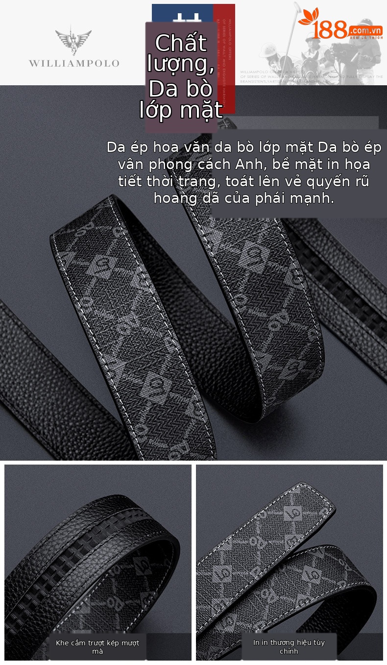 Thắt lưng da nam cao cấp Emperor Paul khóa tự động, phong cách thời trang công sở — 120cm, 130cm, 110cm, 125cm chi tiết 8