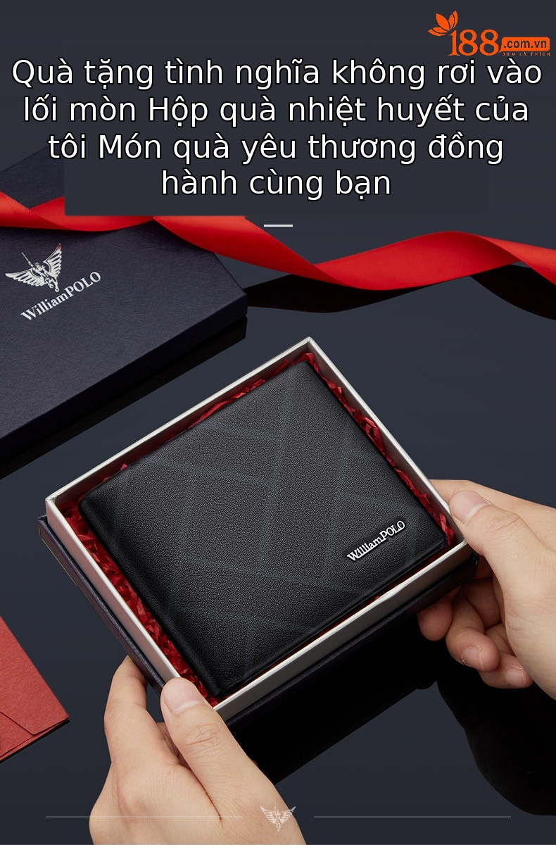 Ví nam da thật ngắn gập cao cấp thương hiệu Hoàng đế Paul mẫu mới 2024 chi tiết 6