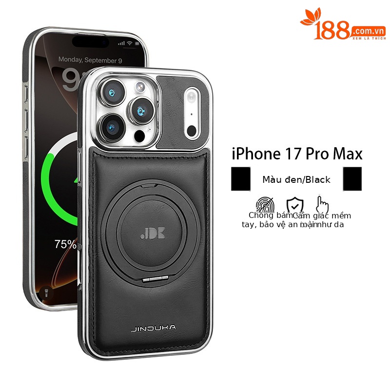 Ốp lưng từ tính xoay 360 độ cho iPhone 17 Pro Max, iPhone 17/16, chống sốc viền dày — Màu đen, Màu xanh lam, Nâu thanh lịch, Nâu mocha