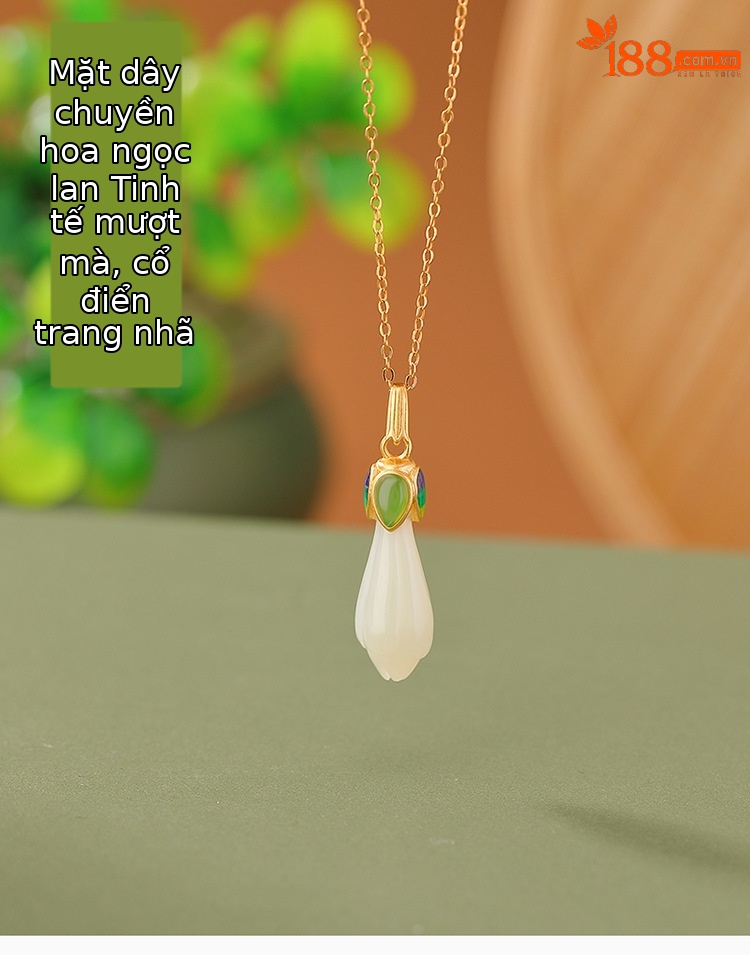 Mặt dây chuyền hoa mộc lan tráng men mạ vàng bạc S925 phong cách dân tộc — Mặt dây chuyền đơn (không có dây chuyền) chi tiết 2
